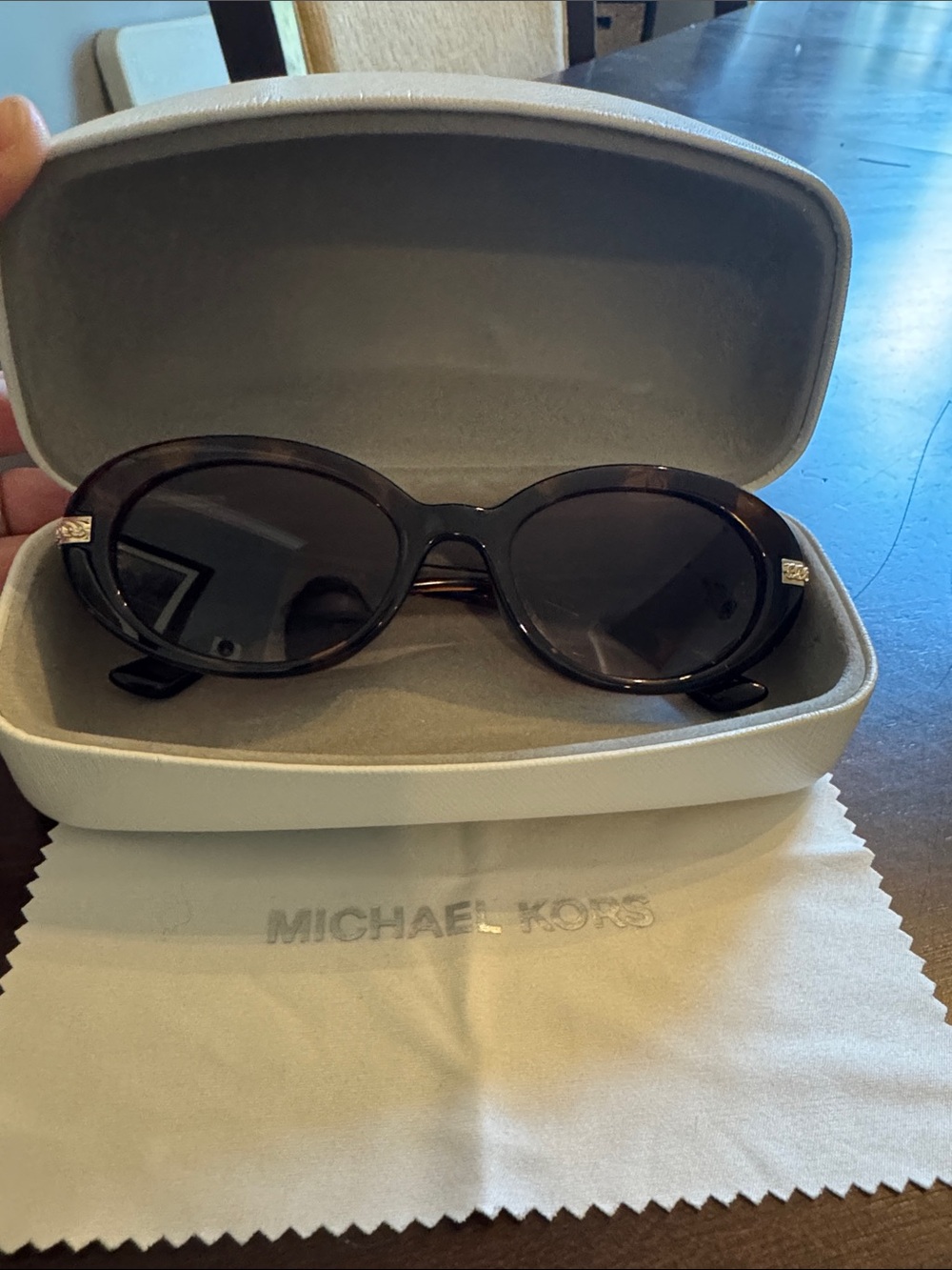 Michael Kors Women's Dark Tortoise Oval Sunglasses
